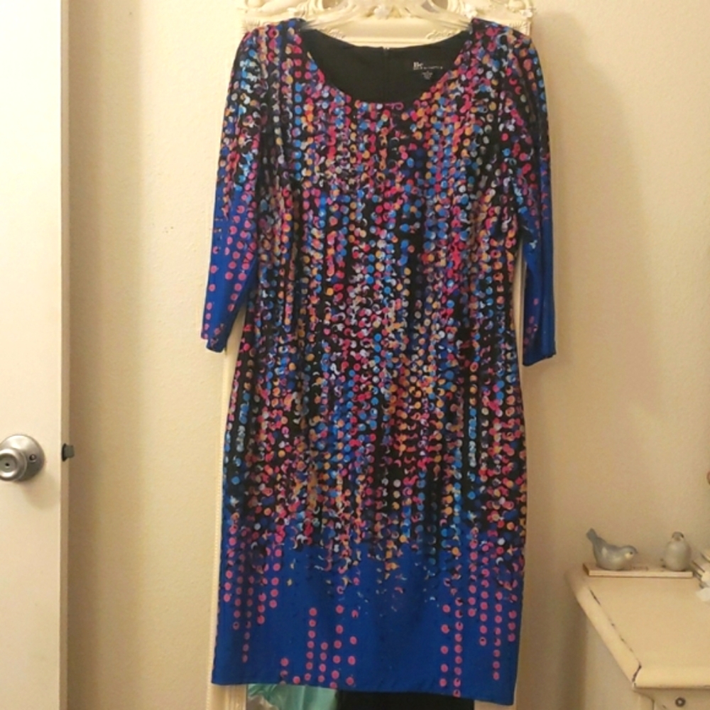 Multicolor Sheath 3/4 Sleeve Dress size 8